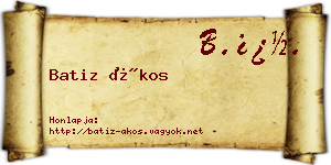 Batiz Ákos névjegykártya