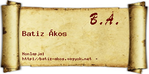 Batiz Ákos névjegykártya